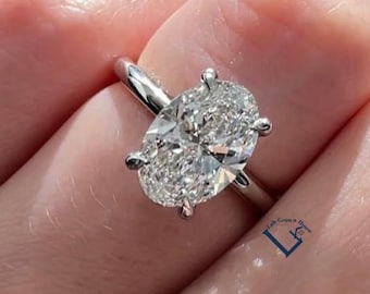 2Ct Oval Cut Solitaire Lab Grown Diamond Engagement Ring For Women IGI Certified Oval Diamond Wedding Ring 14K Solid Gold Oval Ring
