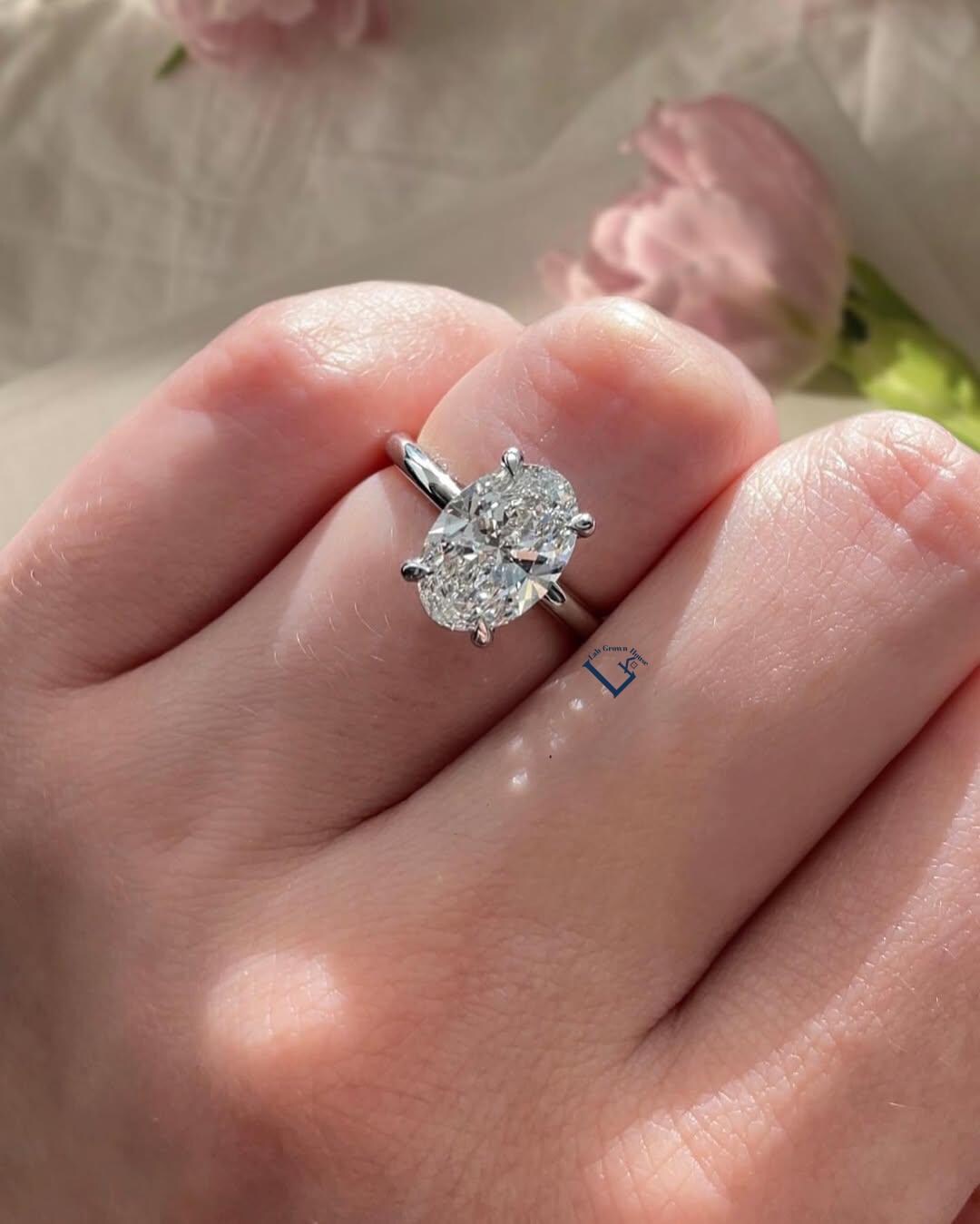 2ct Oval Cut Solitaire Lab Grown Diamond Engagement Ring for Women IGI ...