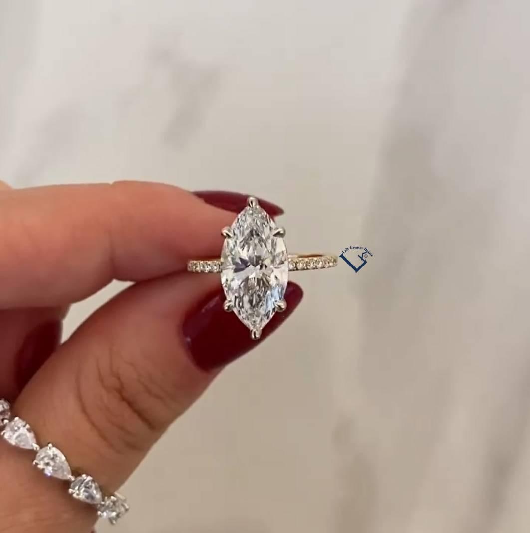 Anello di fidanzamento solario classico Elan da 3 ct con