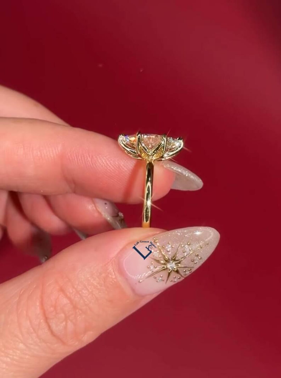 3ct Marquise Cut Tulip Set Solitaire Lab Grown Diamond Engagement Ring ...