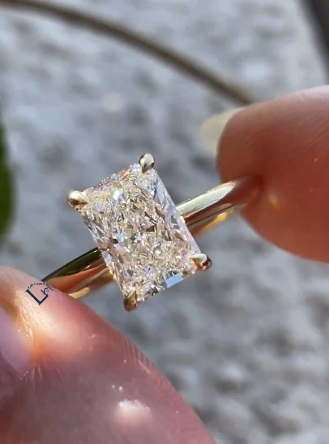 3ct Radiant Cut Lab Grown Diamond Engagement Ring for Women 14K Solid ...