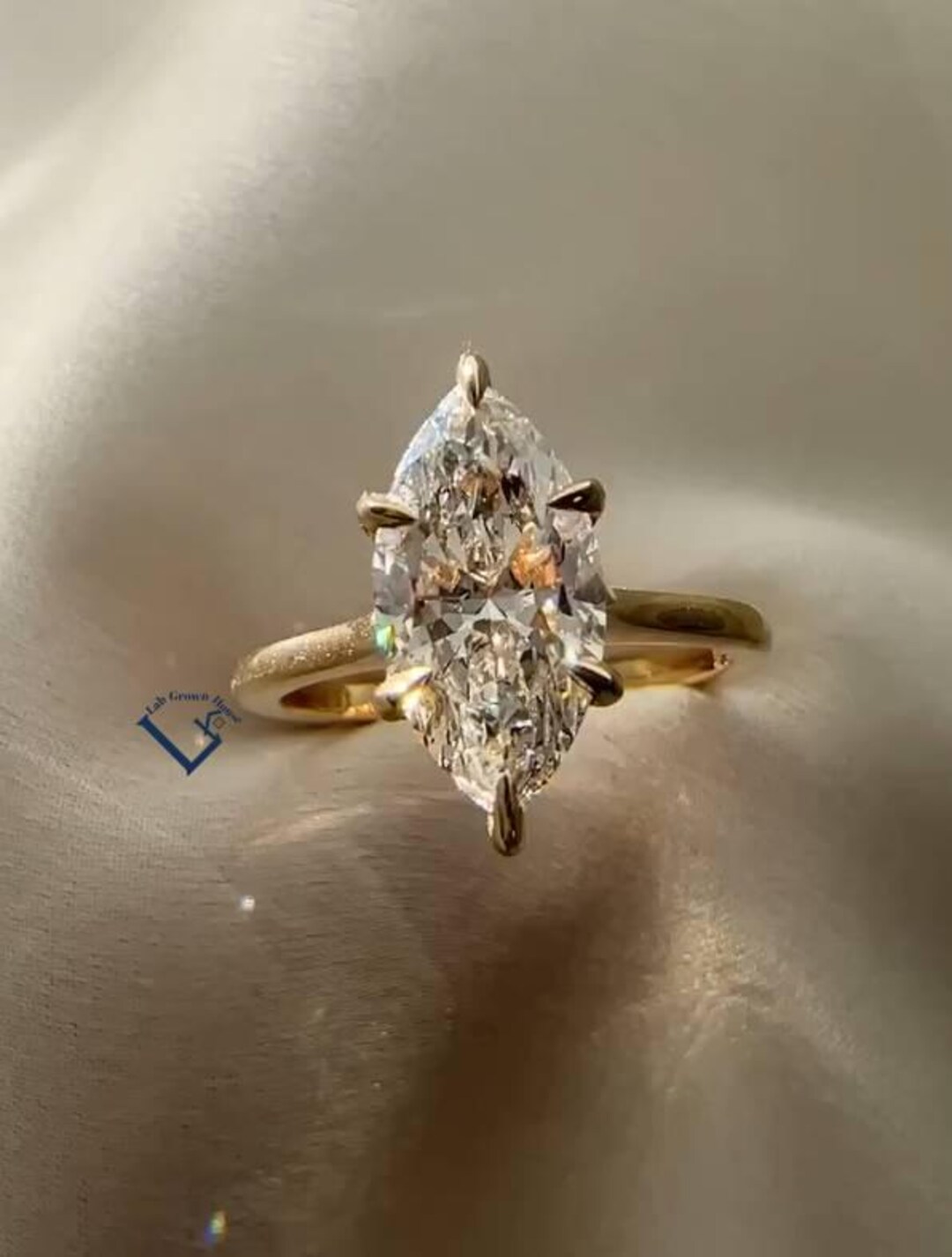 3ct Marquise Cut Solitaire Lab Grown Diamond Engagement Ring for Women ...