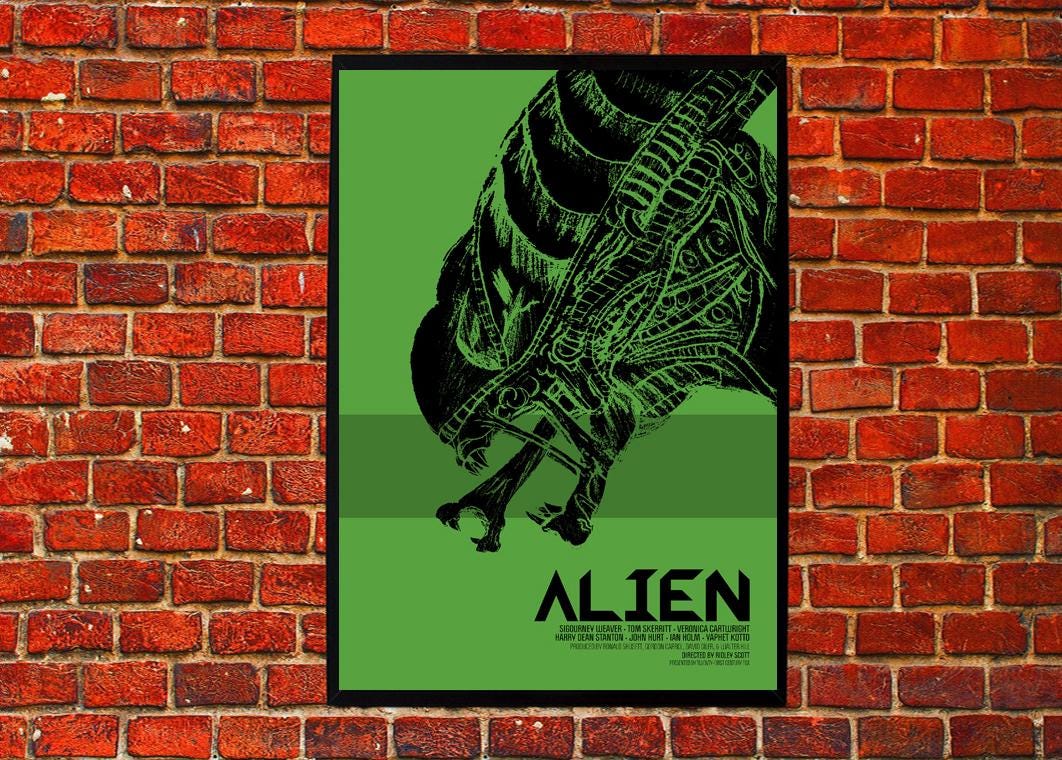 Alien Artwork Xenomorph Green Minimal Decor Cover Canvas Poster - Etsy