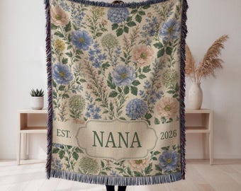 Custom Grandma Woven Blanket, Personalized Grandmother Blanket, New Nana Gift