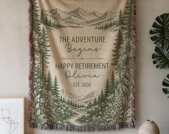Retirement Gift Blanket for Women, Personalized Happy Retirement Woven Blanket, Retirement Throw, Custom Retirement Gift