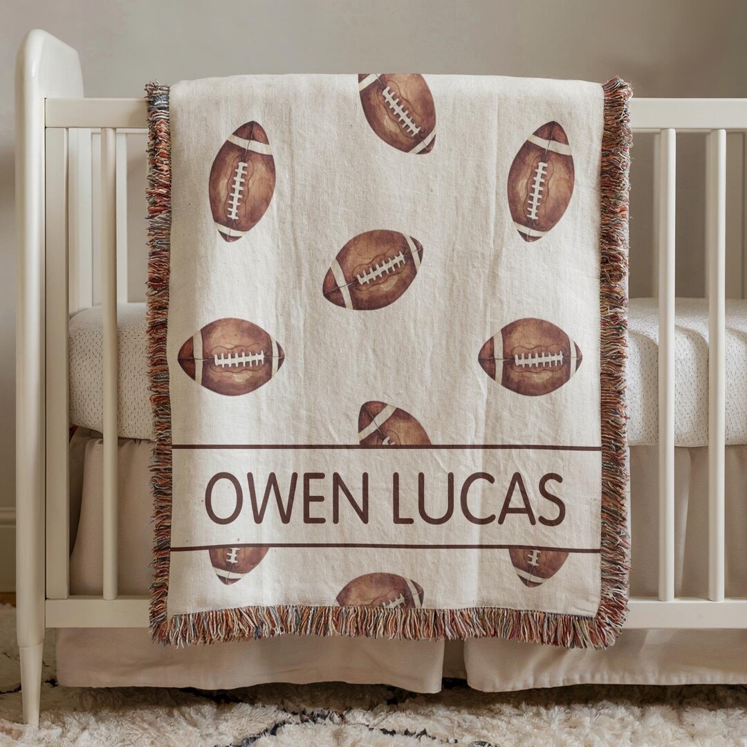 Custom Football Blanket, Name Baby Blanket, Baby Boy Blanket, Newborn ...