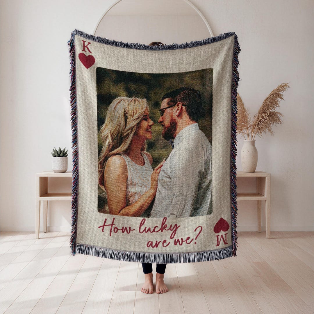 Couple Photo Blanket, Custom Wedding Woven Blanket, Newlywed Gift ...