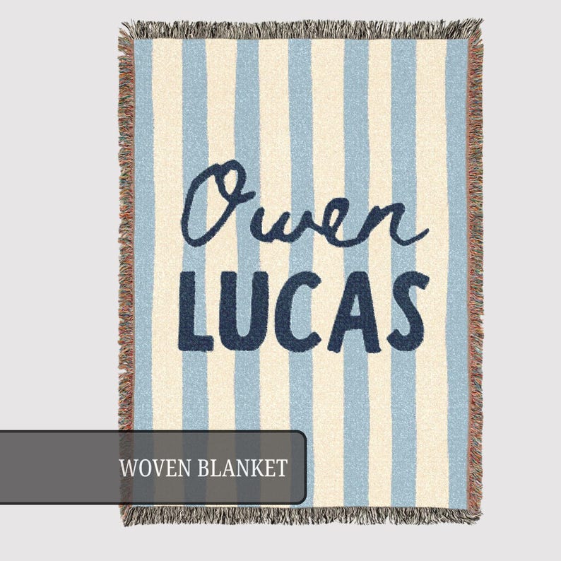 Striped Baby Blanket, Custom Name Baby Blanket, Personalized Woven Throw Blanket For Newborn 画像 11