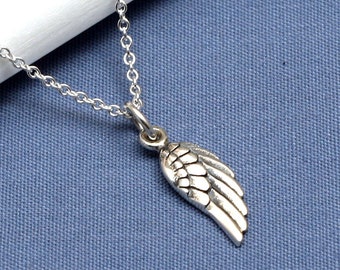 Sterling Silver Angel Wing Necklace,Angel Wing Necklace,Silver Angel,Silver Wing,Faith Necklace,Tiny,Small,Delicate,Dainty,Faith,Memorial