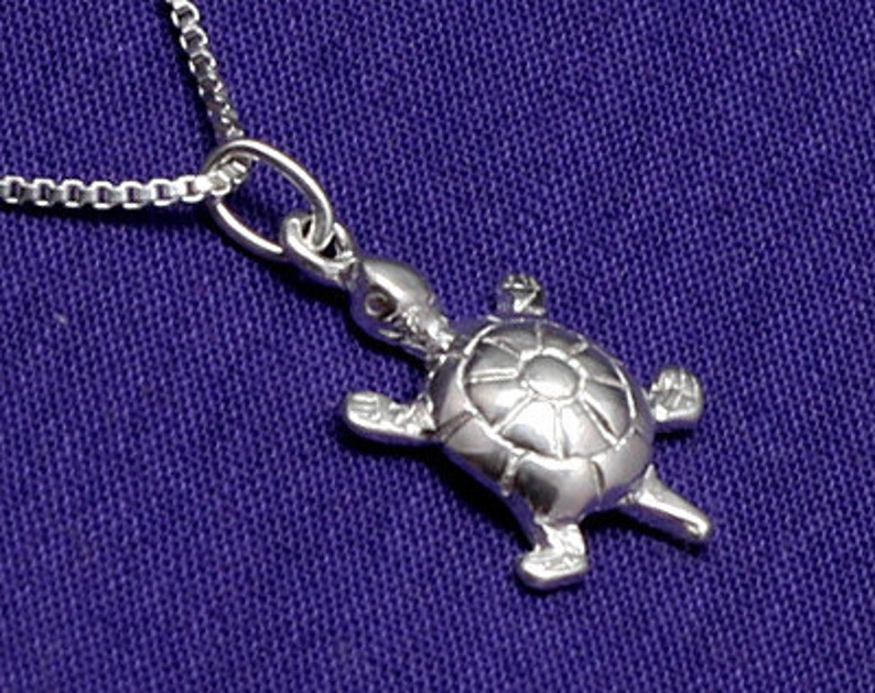 Turtle NecklaceSterling SilverTinySmallPetiteNautical | Etsy