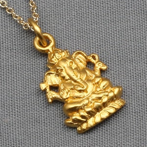 Ganesh Necklace,Gold,24K Gold Vermeil, Buddha Jewelry,Buddhist Jewelry,Yoga Jewelry,Ganesh Charm,Ganesh Pendant,Zen,Yoga,Karma,Elephant