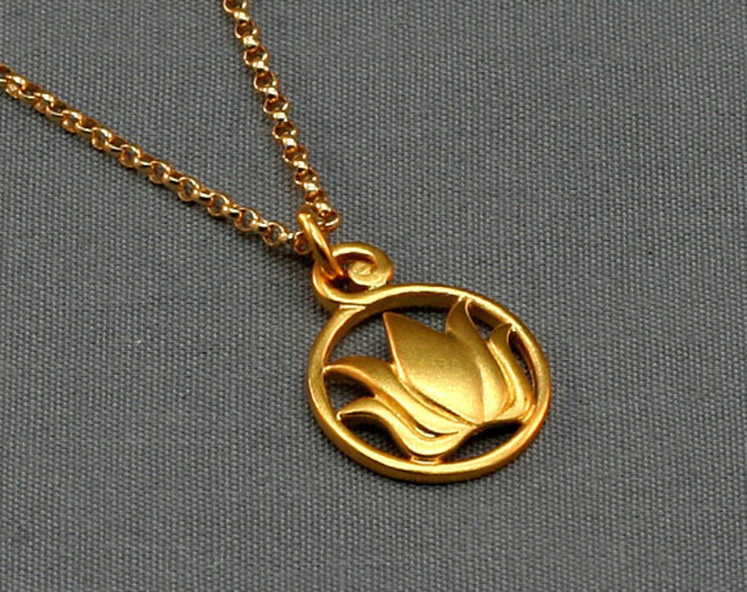 Gold Lotus Necklace 24K Gold Vermeil Style and Gold Filled Etsy