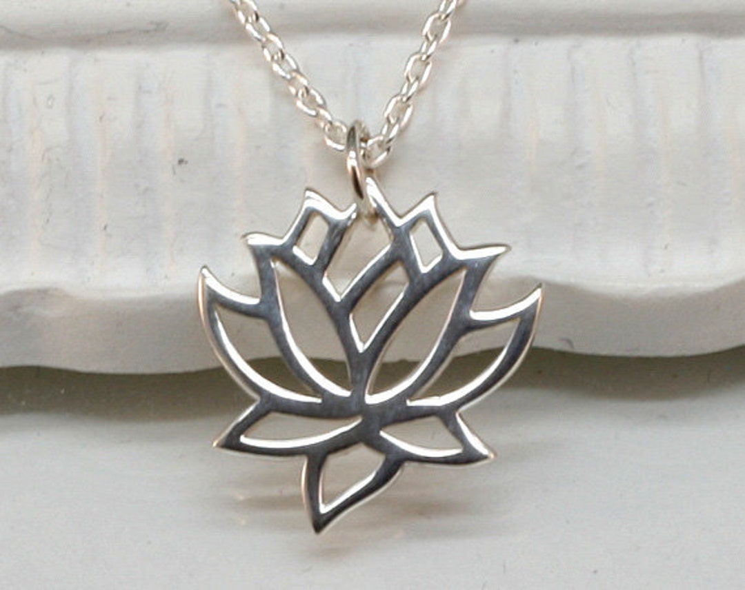 Lotus Necklace Sterling Silver Blooming Flower Zen Open - Etsy