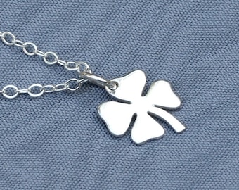 Silver Clover Necklace,Sterling Silver Four Leaf Clover Necklace,Lucky Charm,Lucky Pendant,Best Friends,St. Patrick's Day,Shamrock Necklace