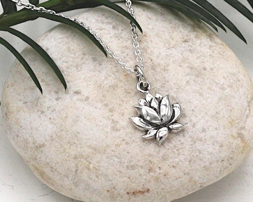 Lotus Necklace,sterling Silver,blooming Lotus Necklace, Flower