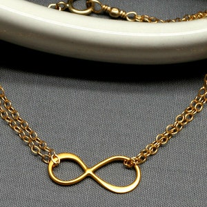 Gold INFINITY Bracelet, Figure Eight Love Bracelet, Simple, Delicate, Graduation image 1