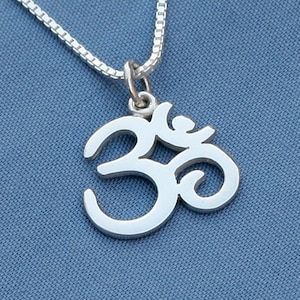 Om Necklace in Sterling Silver,Yoga Jewelry,Ohm Necklace,Hindu,Buddhist Jewelry, Om Charm,Ohm Pendant, Zen, Yoga,Karma Necklace,Om Necklace image 1