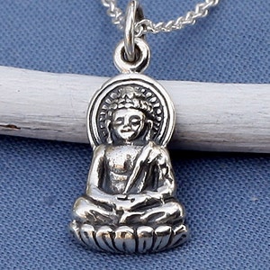 Buddha Necklace, Sterling Silver Buddha Necklace,Buddhist,Buddha Jewelry,Yoga Jewelry,Buddha Charm,Buddha Pendant,Zen,Yoga,Karma,Budha