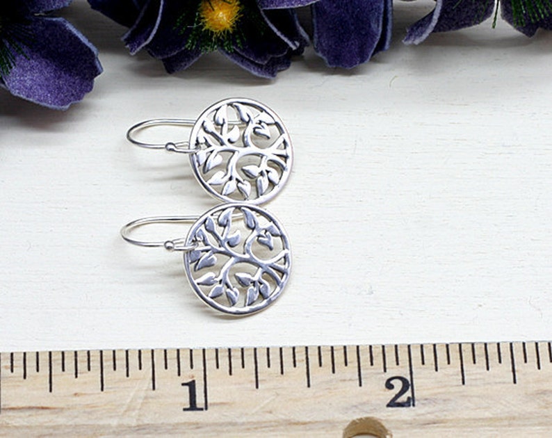 Silver Tree of Life Earrings, Small, Sterling Silver image 4