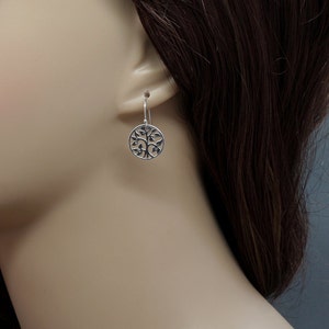 Silver Tree of Life Earrings, Small, Sterling Silver image 3