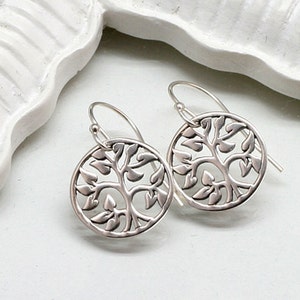 Silver Tree of Life Earrings, Small, Sterling Silver image 2