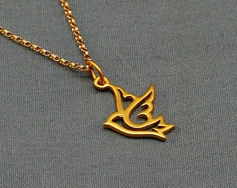 Gold Dove Necklace 24K Gold Vermeil and 14K Gold Filled, Simple, Delicate, Graduation Gift, Bridesmaids, Weddings, Birthday Gift