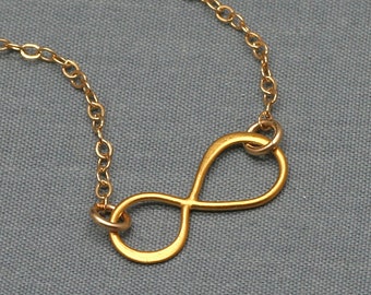 Gold INFINITY Necklace, 24K Gold Vermeil, 14K Gold Filled , Love, Eternity, Simple, Delicate, Minimalist, Figure Eight