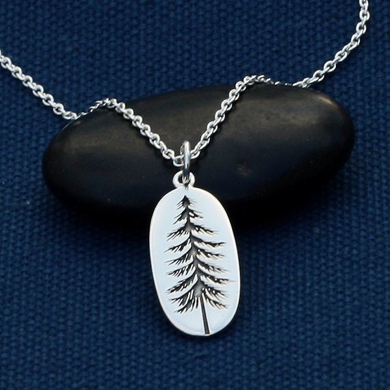 Silver Pine Tree Necklace,Sterling Silver Pinetree,Pine Tree Pendant,Pine Tree Charm,Tree,Evergreen,Nature Gift for Her,Forest,Pine,Woodland