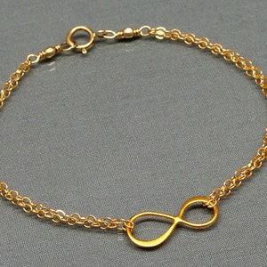 Gold INFINITY Bracelet, Figure Eight Love Bracelet, Simple, Delicate, Graduation image 2