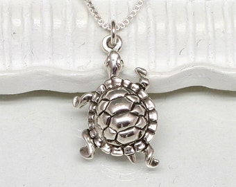 Silver Turtle Necklace,Sterling Silver Turtle Necklace,Silver Turtle Pendant,Turtle Charm Necklace,Animal,Nature Necklace,Woodland,Sea,Ocean