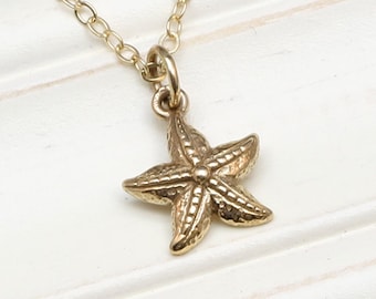 Starfish Necklace,Small Starfish,Italian Bronze Starfish,Gold Starfish,Nautical,Beach,Ocean,Summer,Beach Theme,Sea