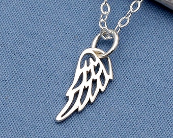 Silver Angel Wing Necklace,Sterling Silver, Bird Wing,Angel,Faith Jewelry,Faith Necklace,Faith,Memorial,Simple,Everyday,Minimal,Modern