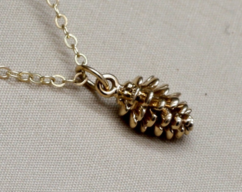Gold Pinecone Necklacebronze Pineconepine Cone Necklace14k Etsy