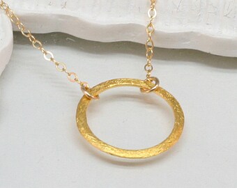 Gold Circle Necklace, Gold Filled, Gold Vermeil Circle, Eternity Circle