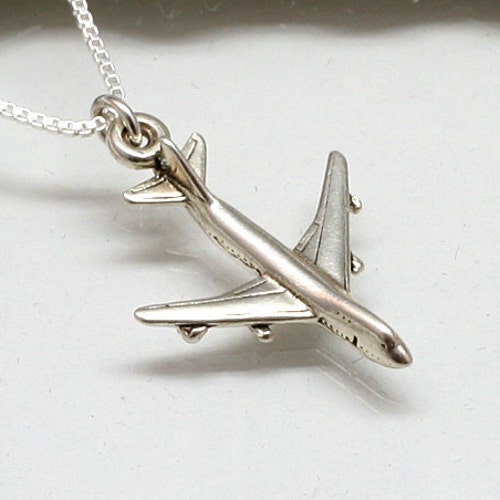 Silver Airplane Necklace Sterling Silver Jet Airplane - Etsy