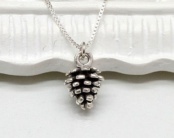 Silver Pinecone Necklace,Sterling Silver Pine Cone Necklace,Pine Cone Pendant,Pinecone Pendant,Pinecone Charm,Nature Jewelry,Christmas Gift