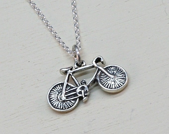 Silver Bike Necklace, Sterling Silver, Bicycle