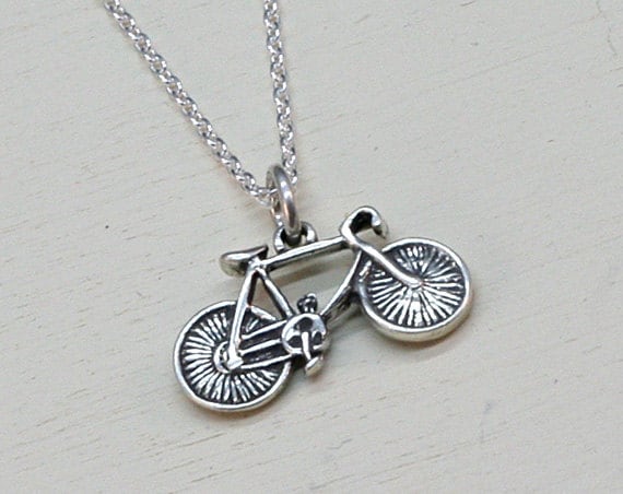 Tandem Bicycle Charm Sterling Silver Antiqued Finish Tandem Bicycle Charm Sterling Silver Antiqued Finish
