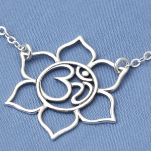 Om Lotus Necklace,Sterling Silver, Lotus Necklace,Om Necklace, Ohm Jewerly,Ohm Jewelry,Lotus Jewelry,Yoga Jewelry, Yoga Necklace,Zen,Yoga