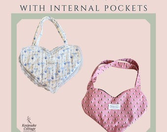 Handmade Heart Shaped Bag | Cottagecore Purse | Fabric Heart Tote | Cute Statement Bag | Keepsake Cottage