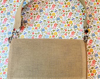 Needlepoint Canvas Mini Baguette Bag - Silver Hardware