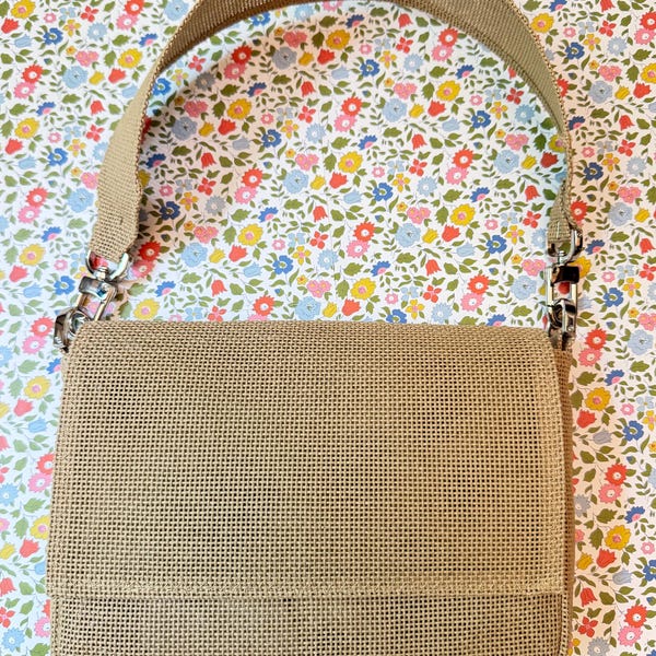Needlepoint Canvas Mini Baguette Bag - Silver Hardware