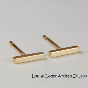 14K Minimalist Earrings Gold Stud Earrings Gold Bar Earrings 14K Gold Studs, Everyday Earrings 14K Solid Gold Earrings