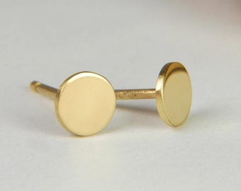 Handmade 18K Solid Gold Stud Earrings: Choose Size and Finish