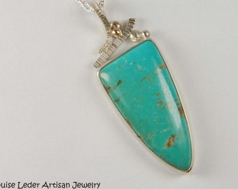 Turquoise Pendant Metalwork Necklace Southwestern Jewelry Handmade Turquoise Necklace Turquoise Jewelry