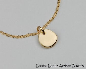 Handmade 18K Solid Gold Organic Necklace - Rustic Gold Pendant