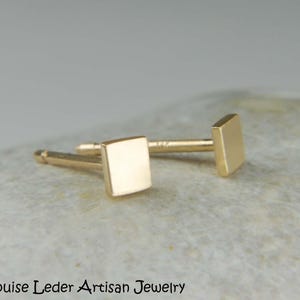 Handmade 18K Gold Square Stud Earrings: Minimalist Jewelry