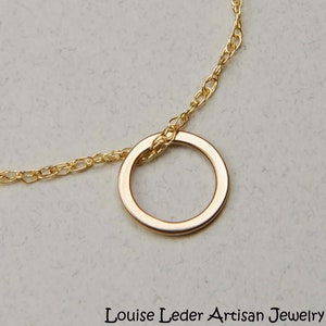18K Gold Circle Necklace, Gold Minimalist Necklace for Women, Dainty Gold Necklace 18K Solid Gold Necklace, Jewelry Gift for Her