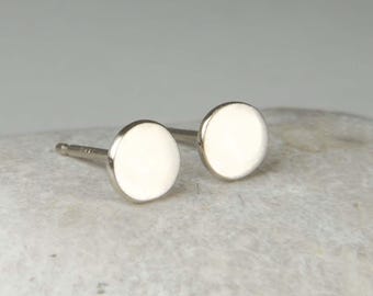 Handmade Palladium White Gold Stud Earrings: Organic Minimalist Studs