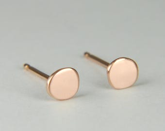 Handmade 14K Rose Gold Stud Earrings: Organic Minimalist Studs